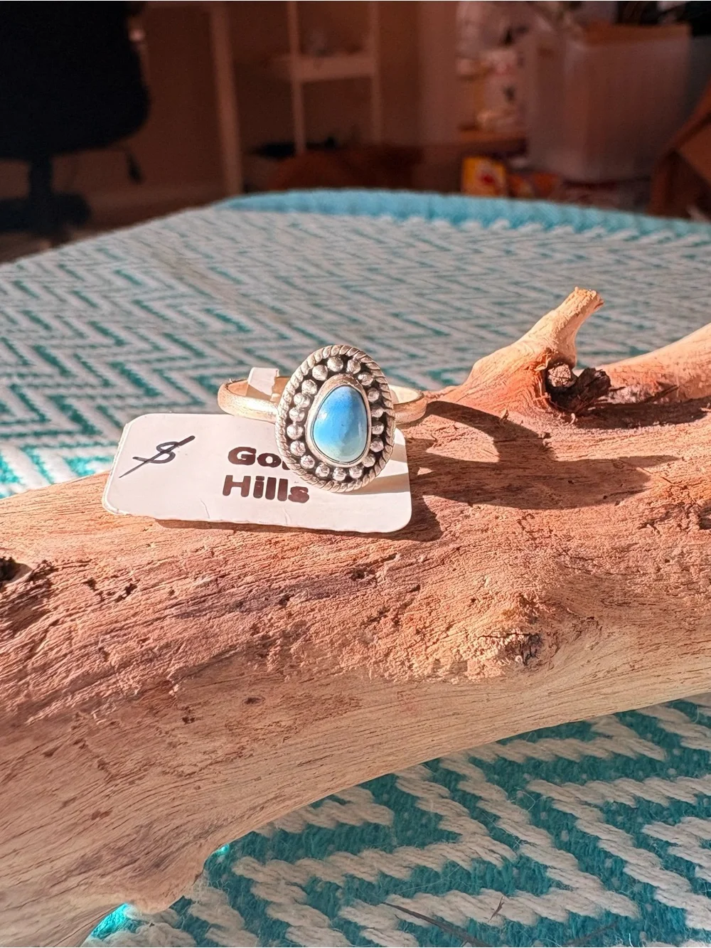 925 Sterling Silver Blue Holden Hills Turquoise Teardrop Ring